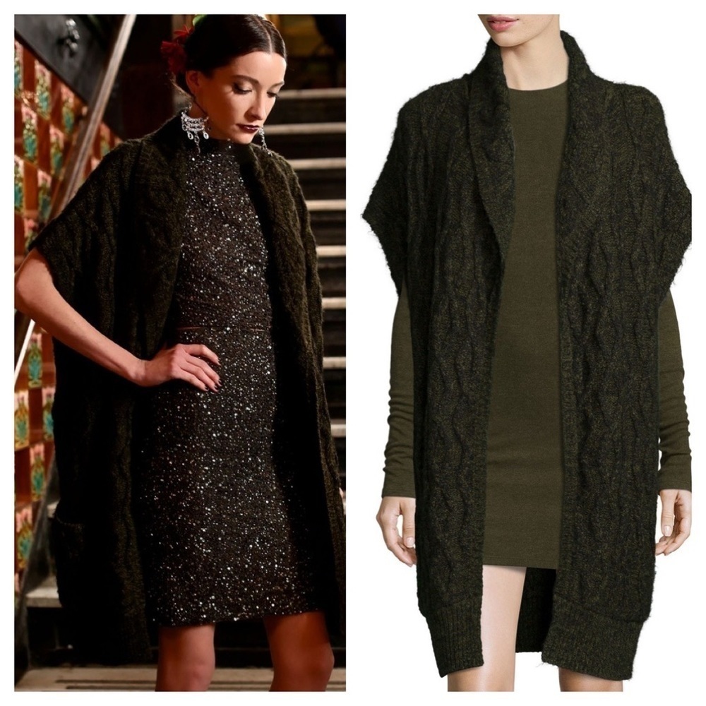 Alice + Olivia/  Darryl army olive green Oversized Duster Sweater cardigan M